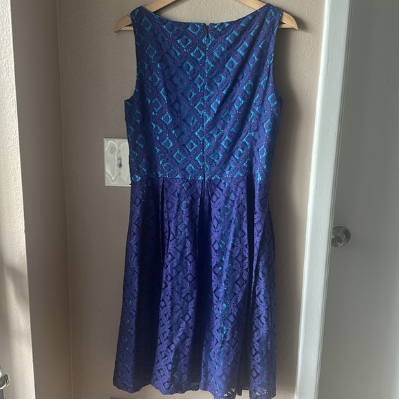 MUSETTE Blue Fit and Flare Sleeveless Midi Dress - Picture 9 of 9